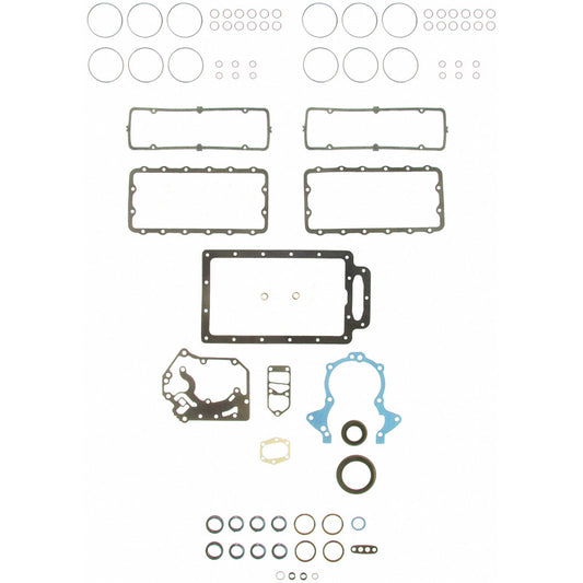 Fel-Pro FS 8177 S engine gasket set with multiple gaskets and seals for automotive engine repair, detailed view of components.