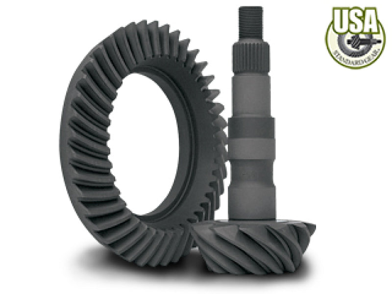 Yukon Gear & Axle USA Standard ring and pinion gear set for GM 7.5-inch final drive, 4.56 ratio, showing metal gears in image.