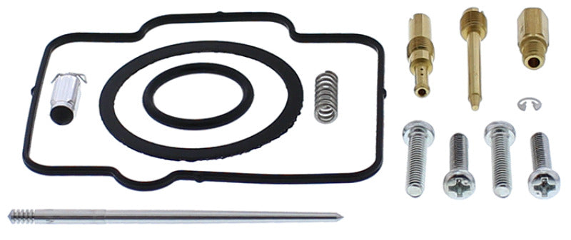 All Balls Racing carburetor rebuild kit for 1986 Honda CR125R, includes gaskets, seals, and parts for motorcycle carb repair.