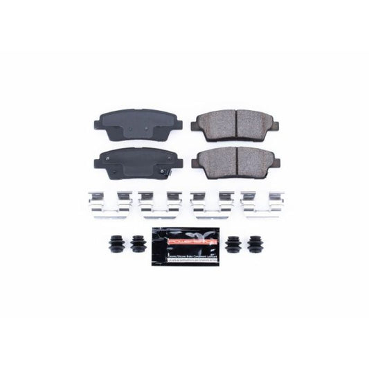 PowerStop Z23 Evolution Sport rear brake pads for 2017-2019 Genesis G80, showing metal backing plates and brake pad friction material.