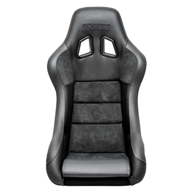 Sparco QRT-C race seat in carbon black and grey with racing harness slots and supportive ergonomic design for high-performance driving.