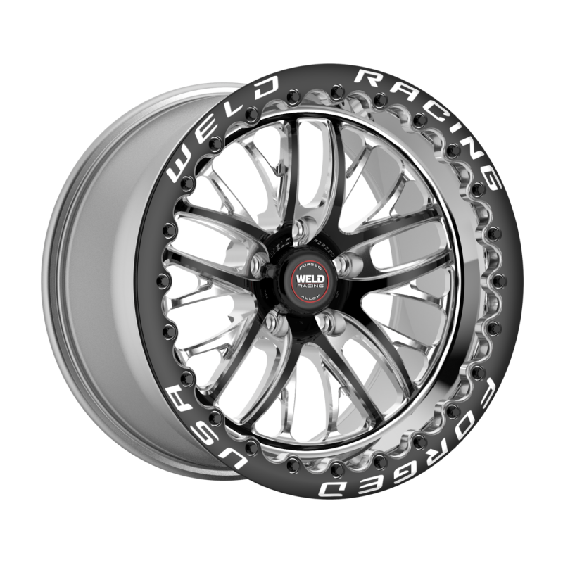 Weld S82 Beadlock forged wheel, 15x10 inches, black center with polished shell, 5x114.3 bolt pattern, black SBL MT design