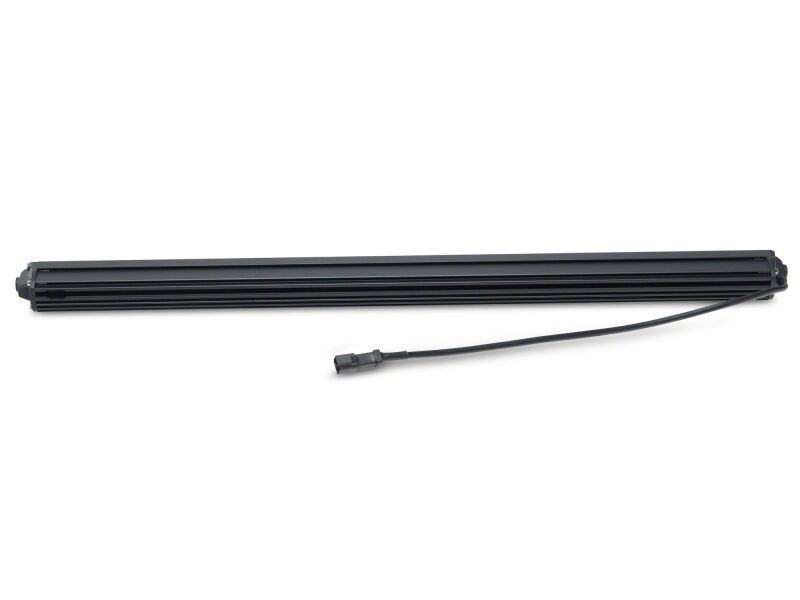 Raxiom 20-inch LED light bar mounted on a Toyota Tacoma front bumper with mounting brackets, designed for off-road lighting.