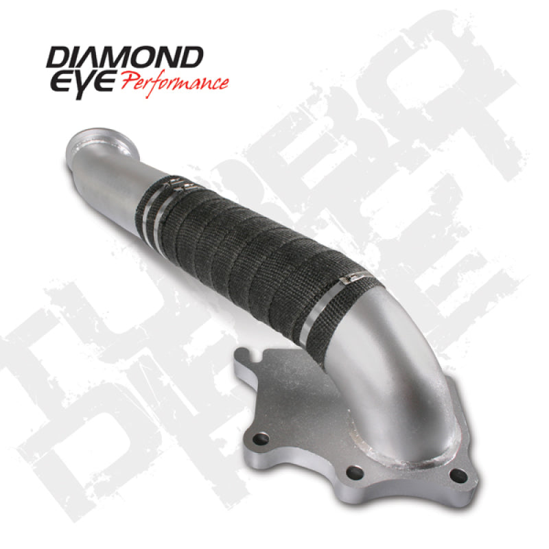 Diamond Eye Performance turbo-downpipe for Chevy LB7 Duramax 2001-2004, 3-inch AL pipe with turbo and F pipe connection.