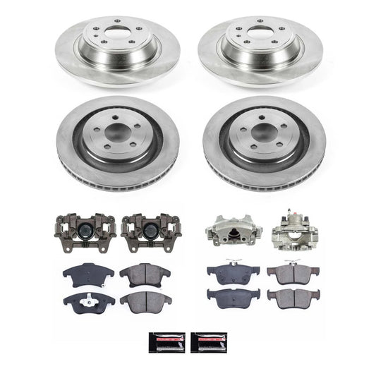 PowerStop OE rear brake kit with calipers for 2013-2016 Ford Fusion, includes brake rotors and calipers for enhanced stopping power.