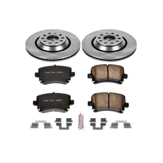 PowerStop OE rear brake kit for Volkswagen CC (2009-2017), Autospecialty brake components with disc and caliper visible.