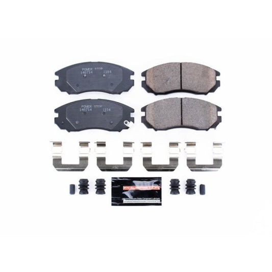 PowerStop Z23 Evolution Sport brake pads with hardware for front of 2004-2008 Hyundai Tiburon, performance brake replacement