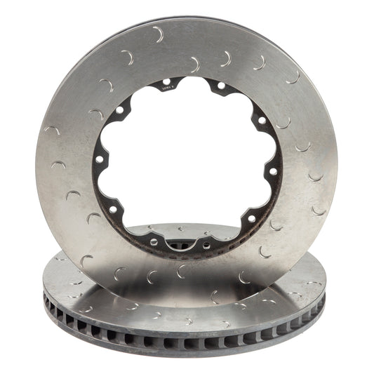 Alcon Nissan R35 GT-R Gen 1 front left slotted brake rotor ring kit with 380x34mm rotors, shown in a close-up view.