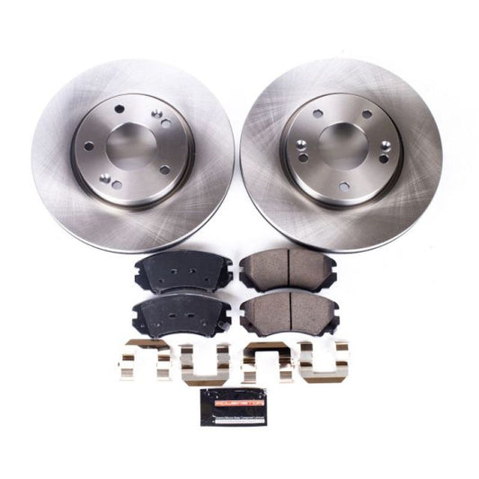 PowerStop OE front brake kit for 2006-2010 Hyundai Sonata, includes brake rotors and pads in a comprehensive autospecialty set.