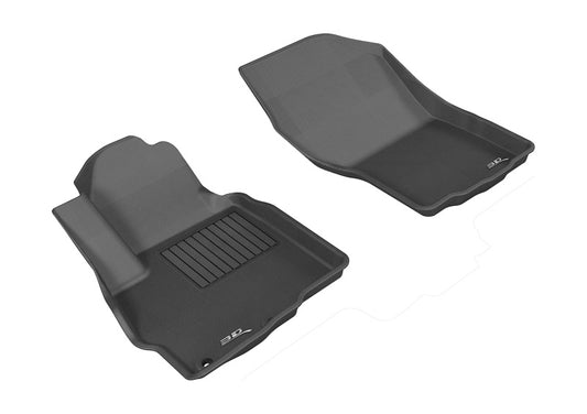 Black 3D MAXpider rubber floor mat for 2011-2019 Mitsubishi Outlander first row interior. Durable all-weather automotive accessory.
