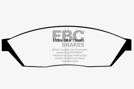 EBC Greenstuff front brake pads installed on a 1982-1984 Honda Civic Hatchback 1.3 with 4-speed transmission, performance brake upgrade.