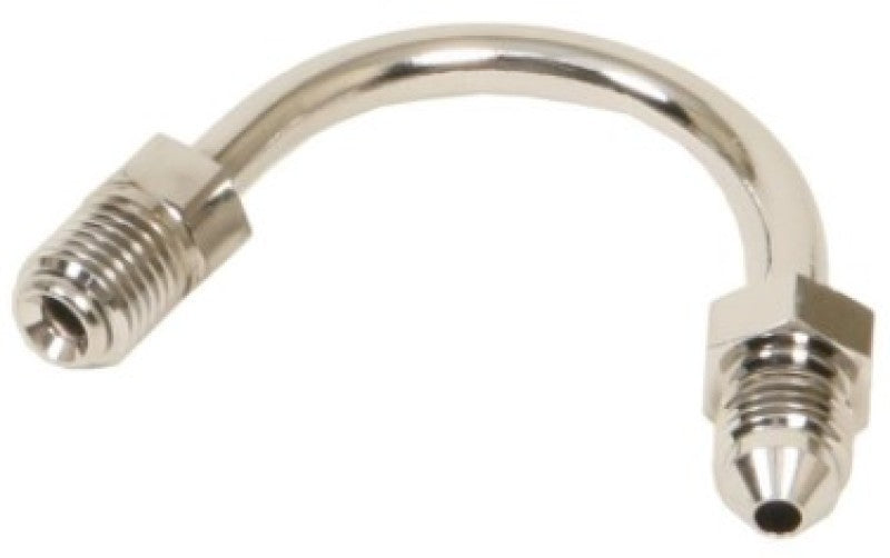 Russell Performance steel chrome 3/8in-24 inverted flare to male -3AN brake line fitting with 150-degree bend