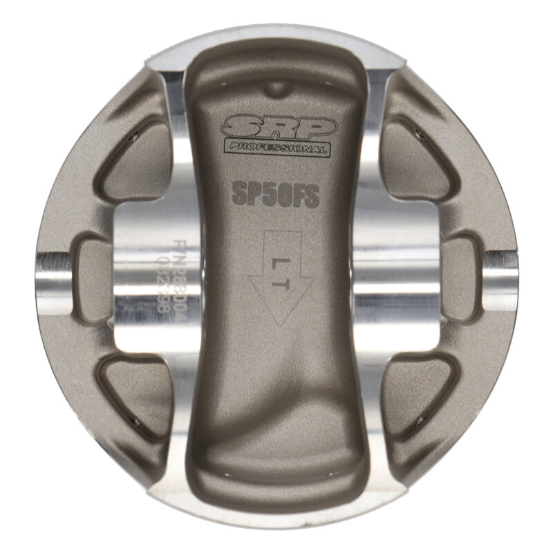 Set of 8 forged JE Pistons for GM LS3 and LS4 stroker engines, high-performance 2618 aluminum piston set with precision machining.
