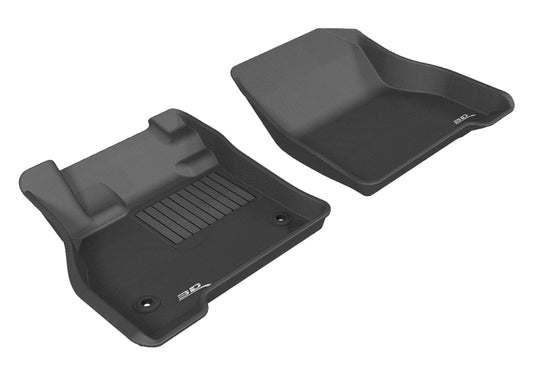 Black 3D MAXpider Kagu floor mat for the first row of 2011-2012 Nissan Leaf, made of durable rubber.
