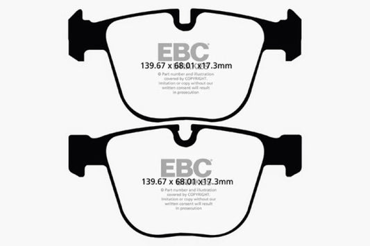 EBC Greenstuff rear brake pads for BMW 535i 3.0 Twin Turbo GT F07, high-performance brake pads for enhanced stopping power.