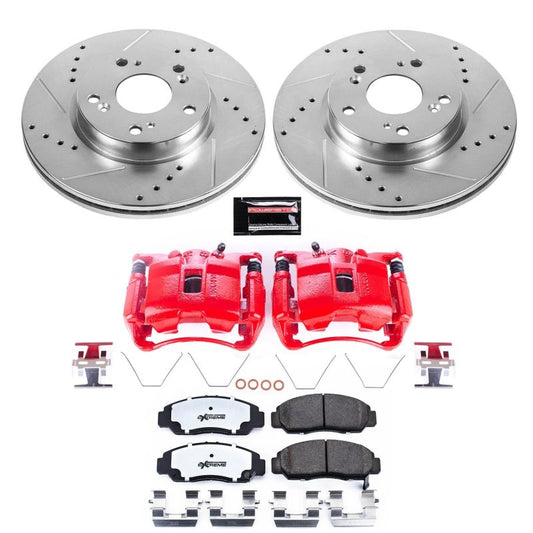 PowerStop 12-15 Honda Civic Z26 Street Warrior front brake kit with performance calipers and rotors for enhanced braking.