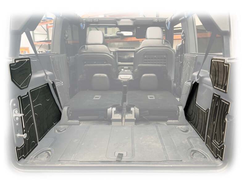 Turn Offroad 2021+ Ford Bronco 2-Door cargo area foam protector kit in black, designed for cargo organization and protection.