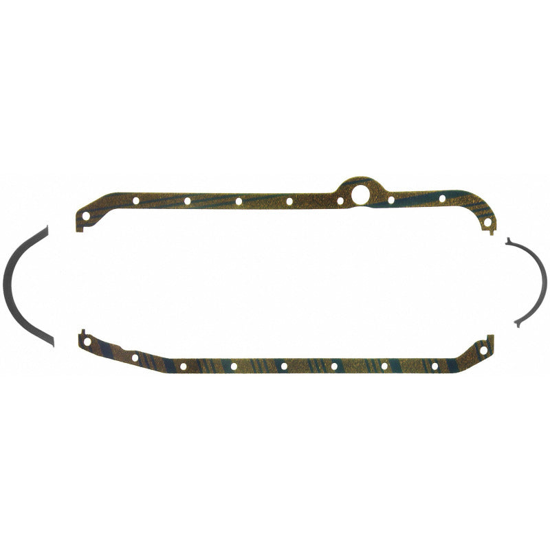 Fel-Pro Chevrolet C10 engine oil pan gasket set with blue stripe cork-rubber for C10 OS 30410 C engine, gasket kit, durable design.