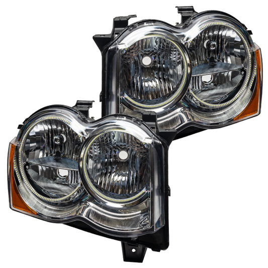 Oracle Lighting Jeep Grand Cherokee SMD Headlights with ColorSHIFT and 2.0 Controller, showing sleek headlight design with color-changing feature.