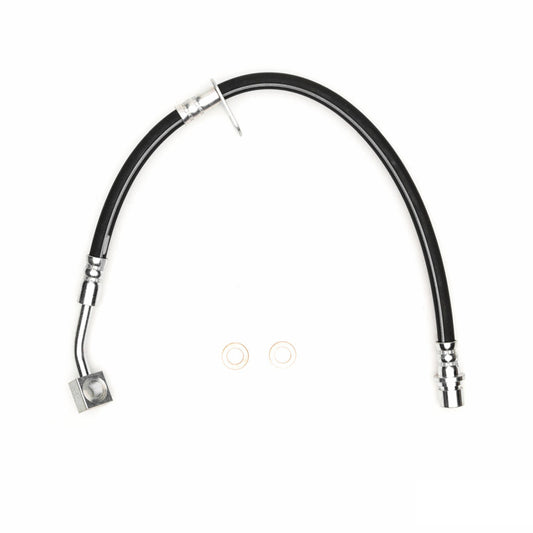 DFC Chevrolet Camaro front right brake hose from the brake line kit, showing the durable rubber and metal fittings.