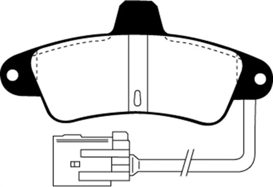 EBC Ultimax2 rear brake pads for Ford Contour 2.0, OE style, showing the brake pad set with metal backing plates and friction material