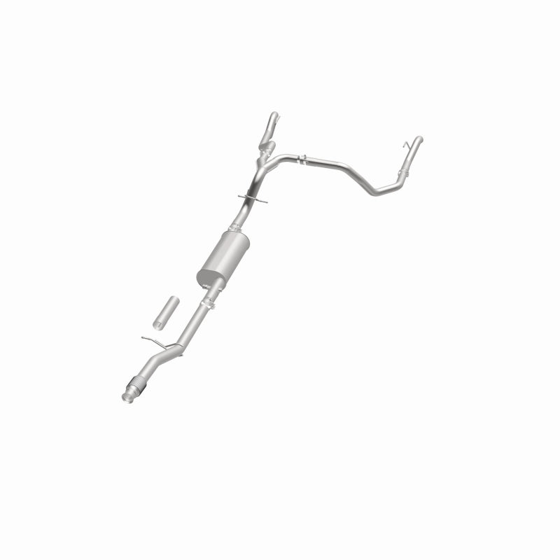 Magnaflow catback exhaust kit for Chevrolet Silverado 1500 5.3L, direct-fit replacement, featuring polished stainless steel pipes.