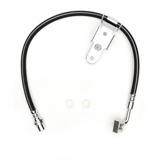 DFC Chrysler 300 front-left brake hose from the brake line kit, showing the flexible rubber and metal fittings.