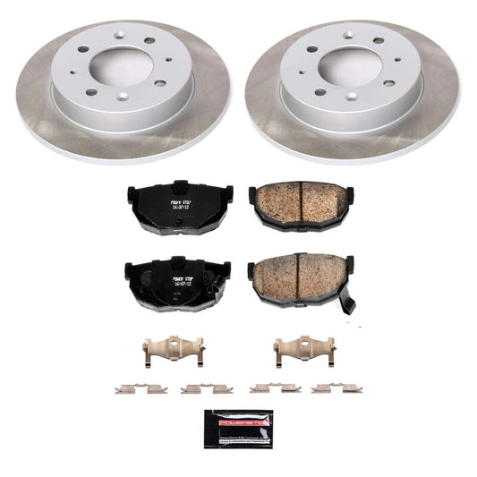PowerStop rear semi-coated rotor kit for Kia Spectra5 2005-2009, performance brake kit with brake rotors shown.