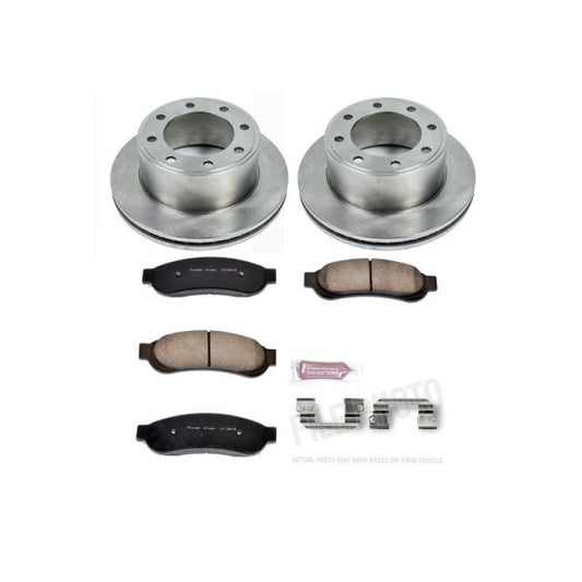 PowerStop OE rear brake kit for 2007-2010 Ford F-250 Super Duty, includes brake pads and hardware for reliable stopping power.