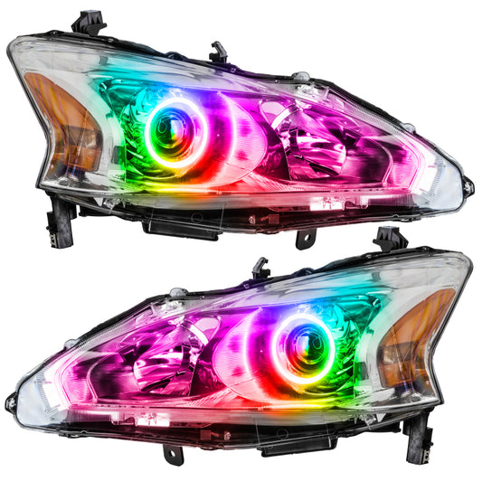 Oracle Nissan Altima 13-15 sedan headlights with ColorSHIFT SMD LED, simple controller, featuring modern, customizable lighting.