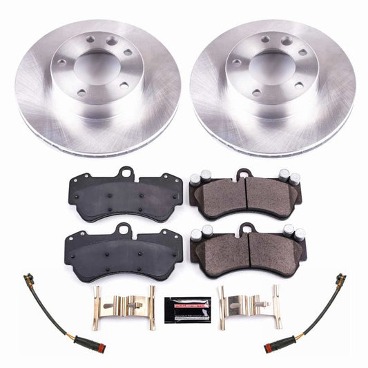 PowerStop OE brake kit for front of 2017-2018 Mercedes-Benz G550 4x4, includes brake rotors and pads.