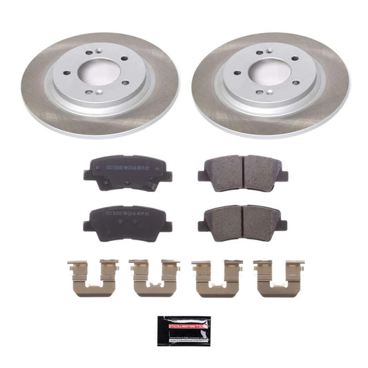 PowerStop rear semi-coated rotor kit for Kia Soul EV 2017-2020, performance brake kit with drilled and slotted rotors