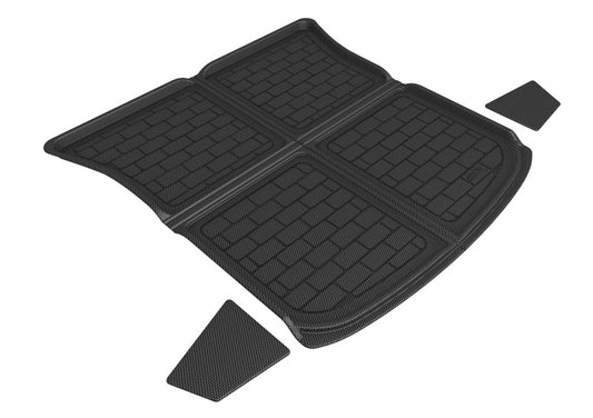 Black 3D MAXpider cargo liner for Tesla Model Y 2020 rear upper floor mat, made of durable rubber for protection.
