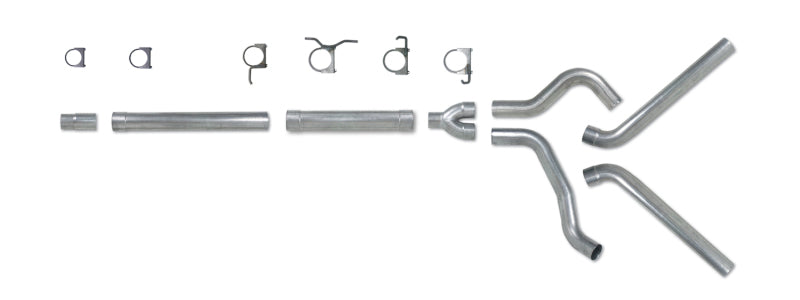 Diamond Eye Performance 4-inch Catback exhaust pipe for 94-97 Ford F250/F350 PowerStroke, showing dual exhaust tips and chrome finish.
