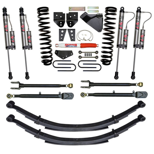 Skyjacker 8.5-inch lift kit for 2008-2010 Ford F-350 HD with dual shocks, featuring heavy-duty suspension components and coil springs.