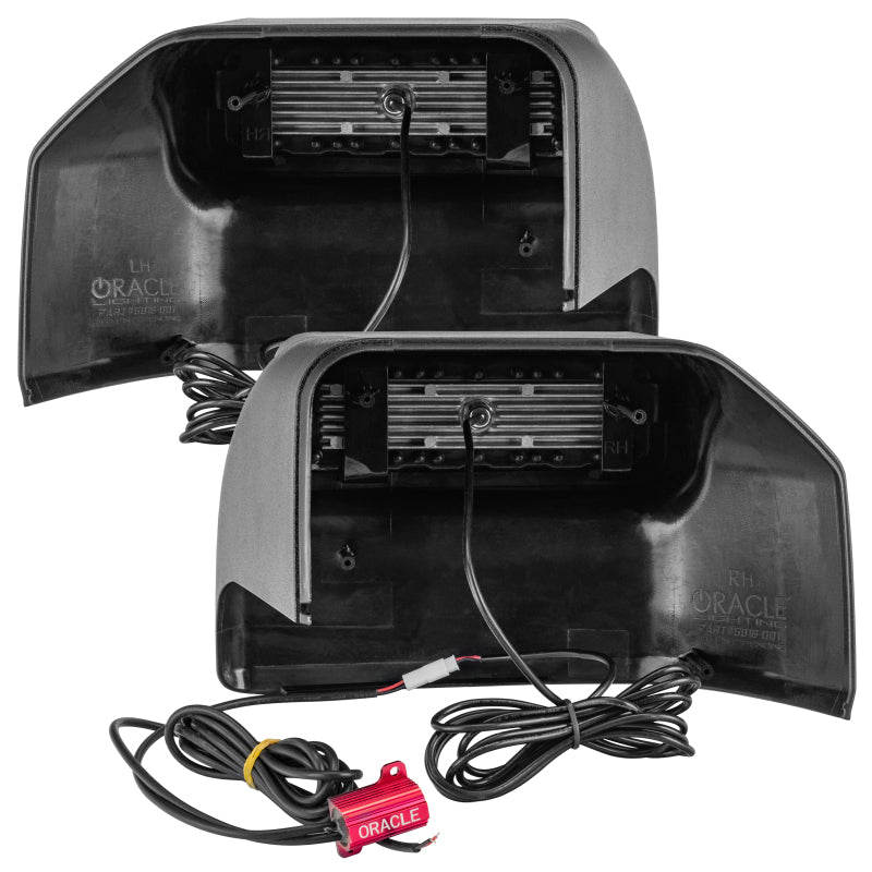 Oracle Ford F150 off-road mirrors with 6000K LED light bars, featuring durable black housing and bright off-road illumination.