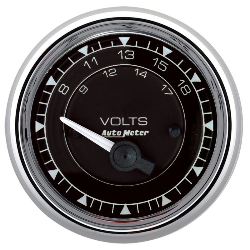 AutoMeter Chrono 2-1/16in 18V Electric Voltmeter Gauge - Chrome