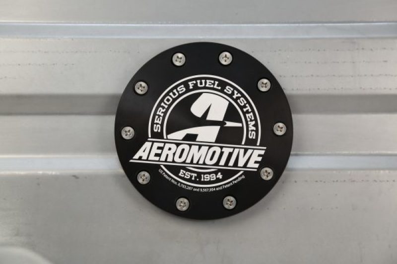 Aeromotive Stealth Gen 2 fuel tank for 1964-65 Dodge Polara 340, showcasing the sleek design and fuel inlet fitting.