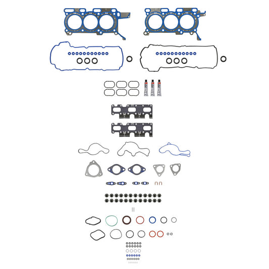 Fel-Pro Ford Explorer PermaTorque engine cylinder head gasket set with multiple gaskets and seals, close-up view.