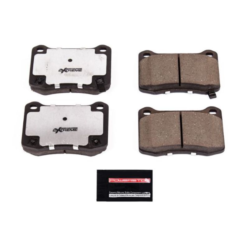 PowerStop Z26 Extreme Street Brake Pads for Lexus IS F rear, performance brake pads with hardware, designed for enhanced stopping power.