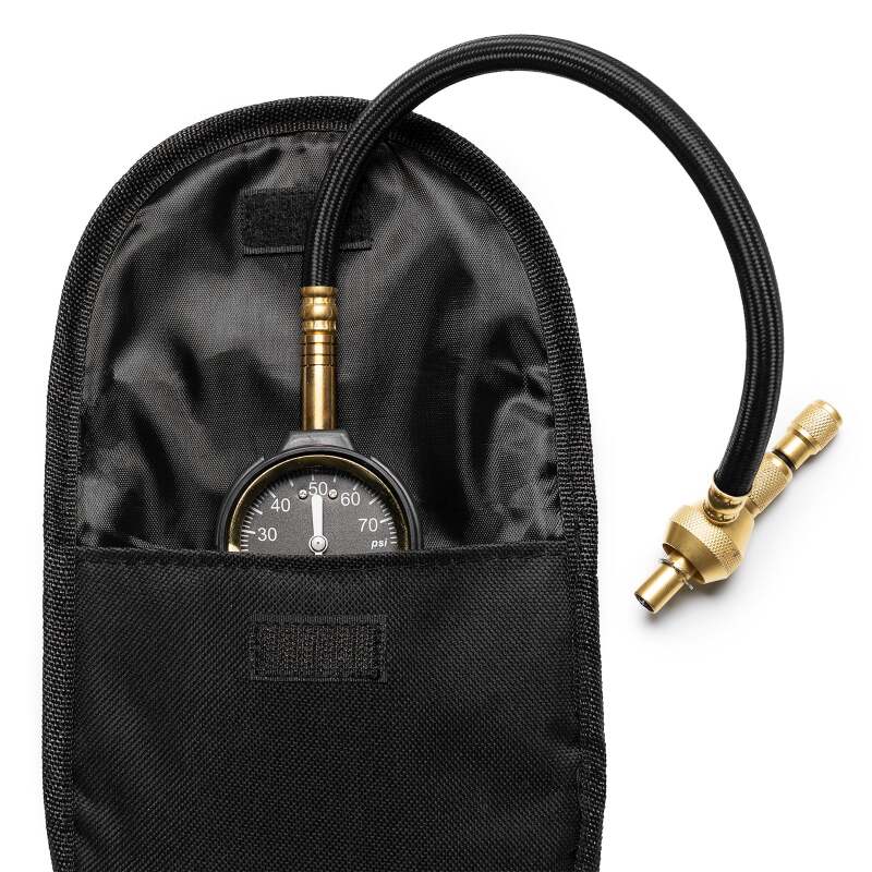 Black Method Brass Air Deflator Gauge for tire pressure sensors, measuring 0-60 PSI, used with Method Wheels.