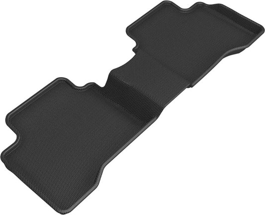 Black 3D MAXpider rubber floor mats for Hyundai Elantra Hybrid 2021-2022 second row, set of three, with textured surface.