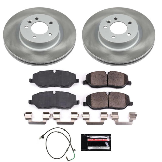 PowerStop front semi-coated rotor kit for 2005-2009 Land Rover LR3, performance brake rotor set with blank semi-coated surface.