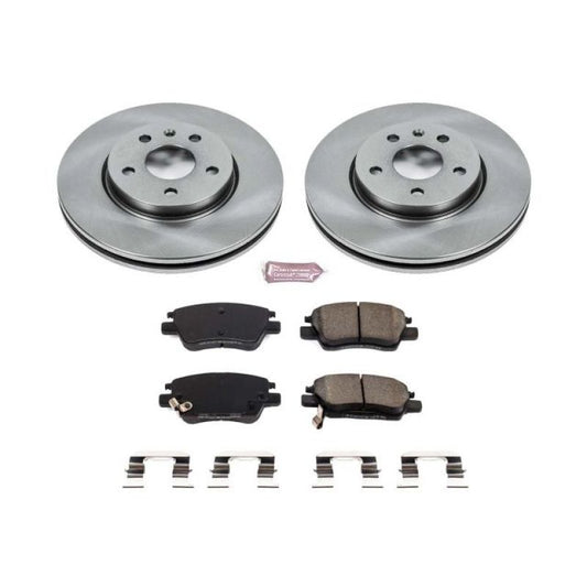 PowerStop OE front brake kit for Chevrolet Bolt EV 2017-2019, includes brake rotors and pads for enhanced stopping performance.