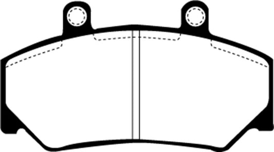 EBC Ultimax2 front brake pads for Volvo 740 2.1 (1985-1993), OE style Bendix brake pads with metal backing plates.