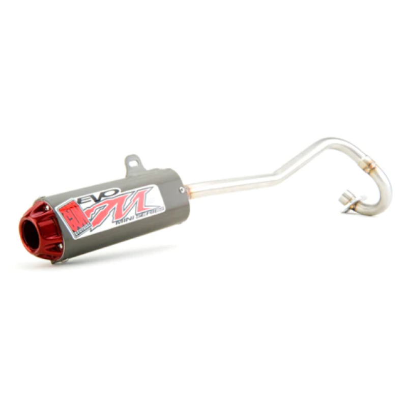 Big Gun 97-12 Honda XR/CRF 70 Evo M Series full system exhaust for powersports motorcycles, featuring a sleek metal finish and pipe layout.