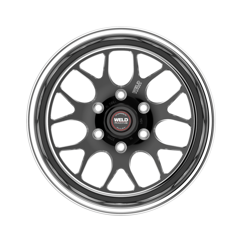 Weld S77 HD forged wheel with black center and polished shell, 20x8.5 inches, 6x139.7 bolt pattern, non-BL wheel design