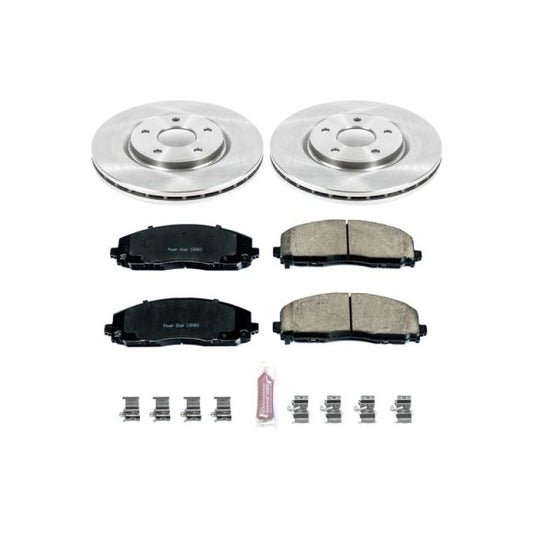 PowerStop OE brake kit for 2017-2019 Chrysler Pacifica front brakes, includes rotors and pads for reliable stopping performance.