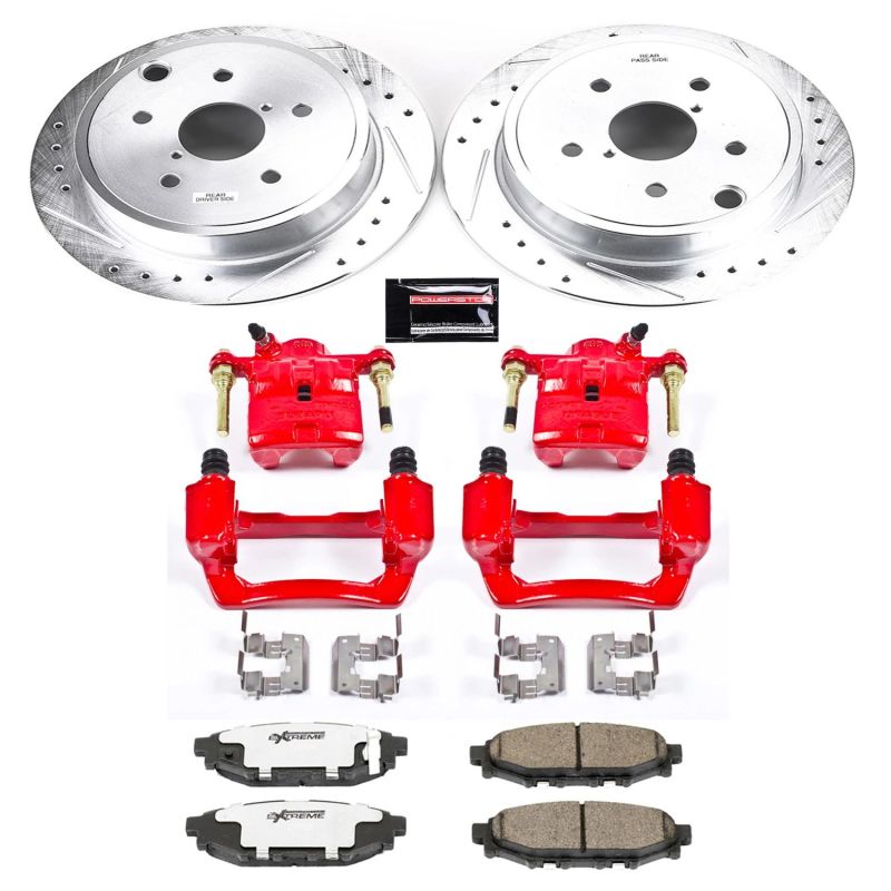 PowerStop 15-19 Subaru WRX rear Z26 Street Warrior brake kit with performance calipers and rotors, designed for enhanced braking.