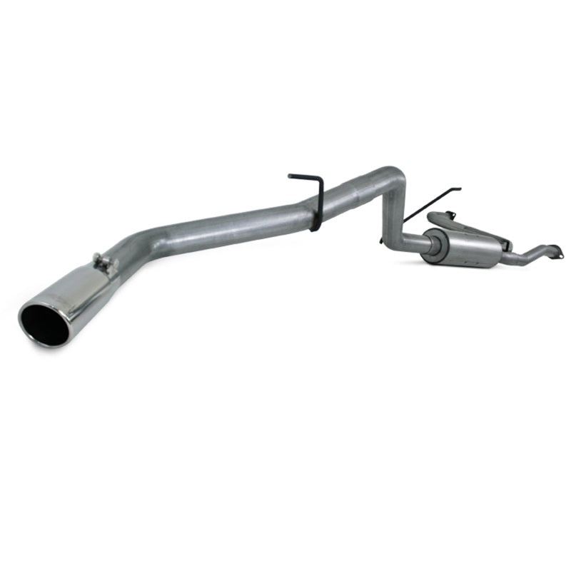 MBRP Nissan Frontier 4.0L V6 single side aluminum cat back exhaust system installed on a pickup truck.